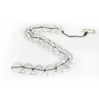 خرز شرجي زجاجي شفاف فاخر طويل مع حلقة سحب معدنية وألعاب زوجية.