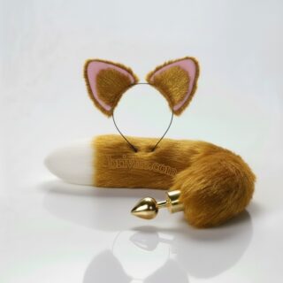 مجموعة لعب الأدوار الفاخرة: ذيل الفرو وسدادة معدنية مع أذنين (عدة ألوان)