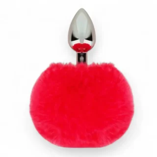 سدادة شرجية معدنية بذيل أرنب أحمر مع فرو ناعم وإكسسوارات ألعاب زوجية