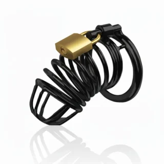 قفص العفة الأسود – قفل القضيب من ستانلس ستيل بتصميم آمن ومريح للألعاب الزوجية – توصيل سري