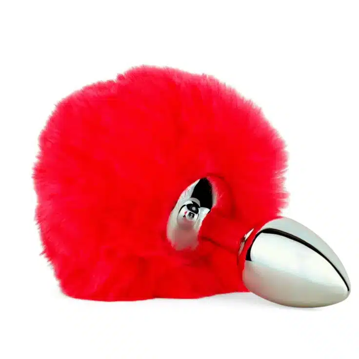 سدادة شرجية معدنية بذيل أرنب أحمر – فرو ناعم وإكسسوارات ألعاب زوجية 3 سدادة شرجية فاخرة بذيل أرنب أحمر من المعدن مع فرو ناعم، إضافة مميزة للتجربة الزوجية