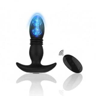 سدادة شرجية هزازة باللون الأسود مع جهاز تحكم عن بعد لاسلكي، تصميم مريح للألعاب الزوجية. متوفر توصيل آمن وبسرية تامة لجميع مناطق السعودية والدفع عند الاستلام.